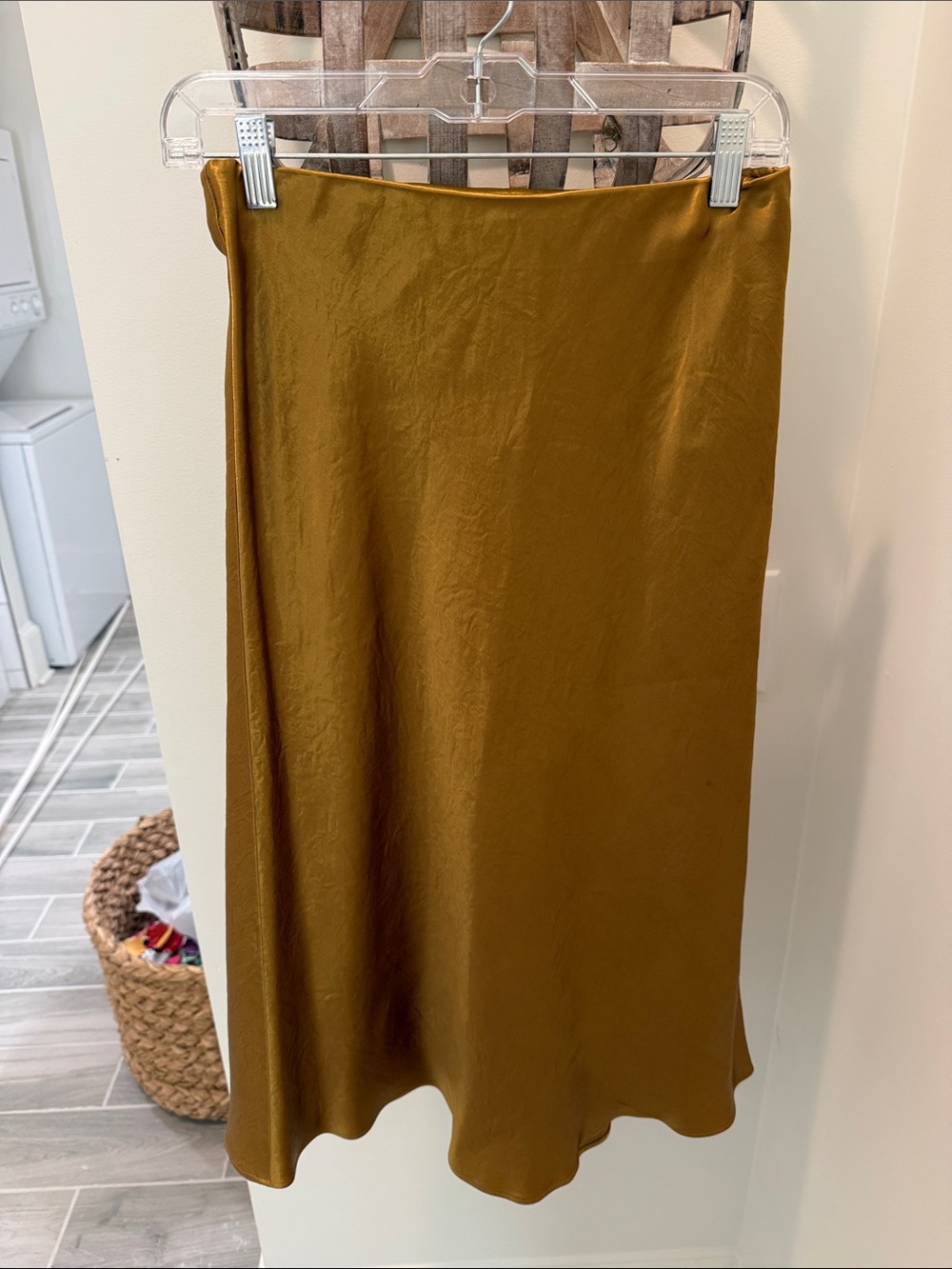 MaxMara Mustard Satin Midi Skirt
